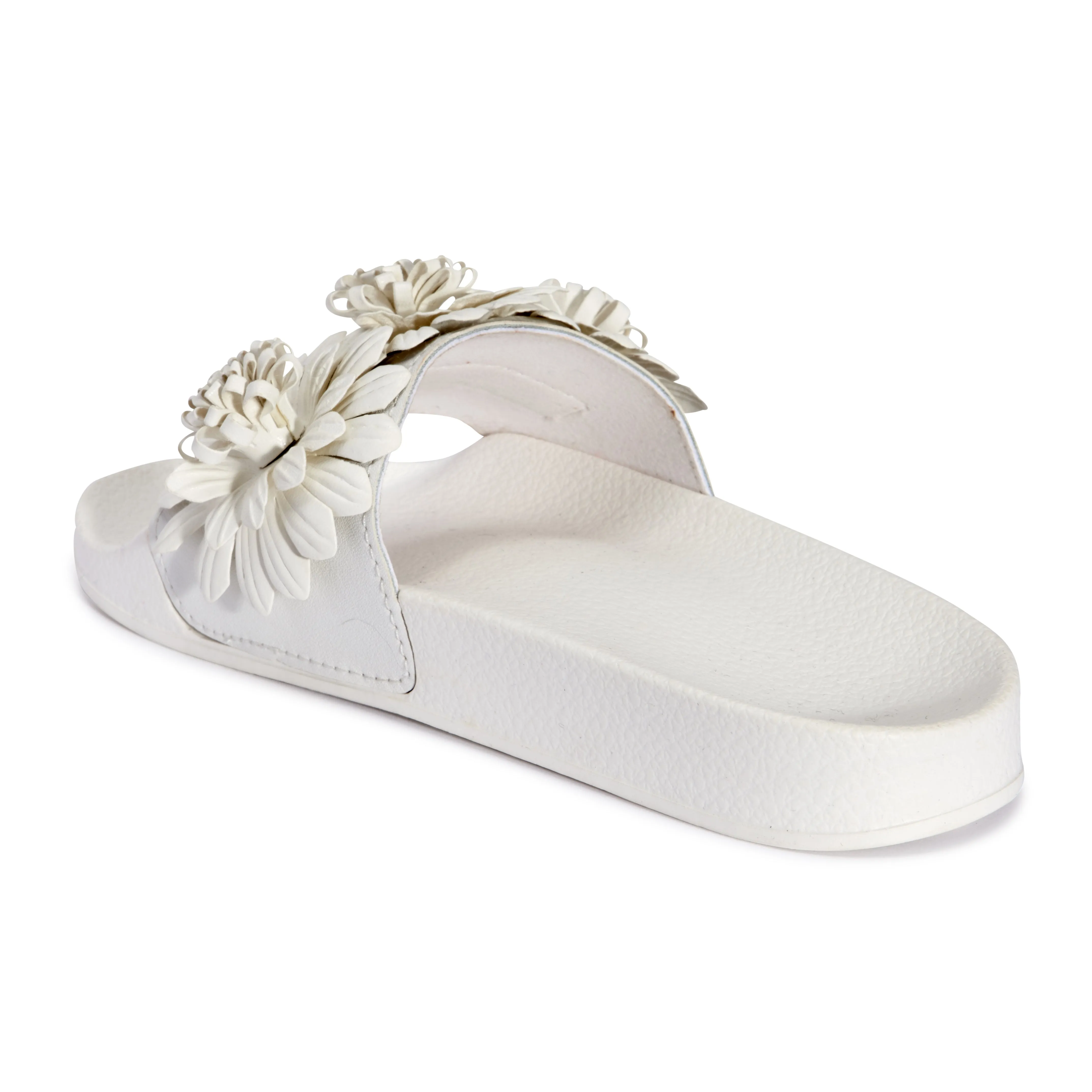 Sliders plats à fleurs blanches