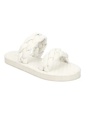 Sandales à lanières tressées en PU blanc