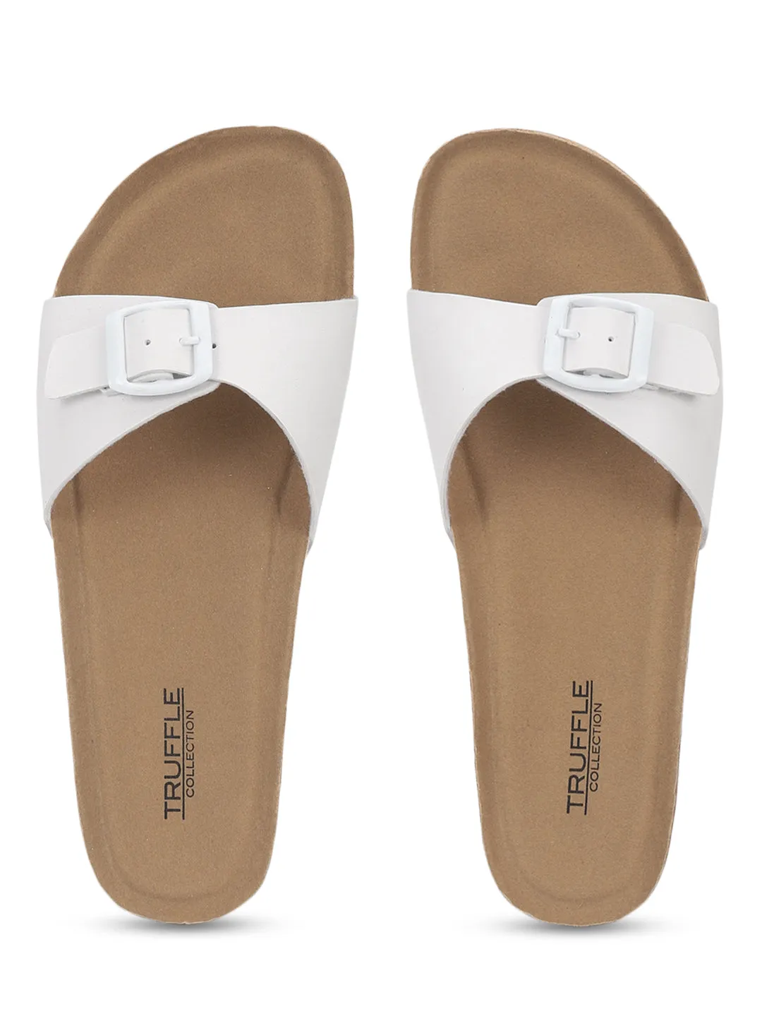 Ballerines à semelle intérieure en liège et latex PU blanc (TC-100505-WHT)