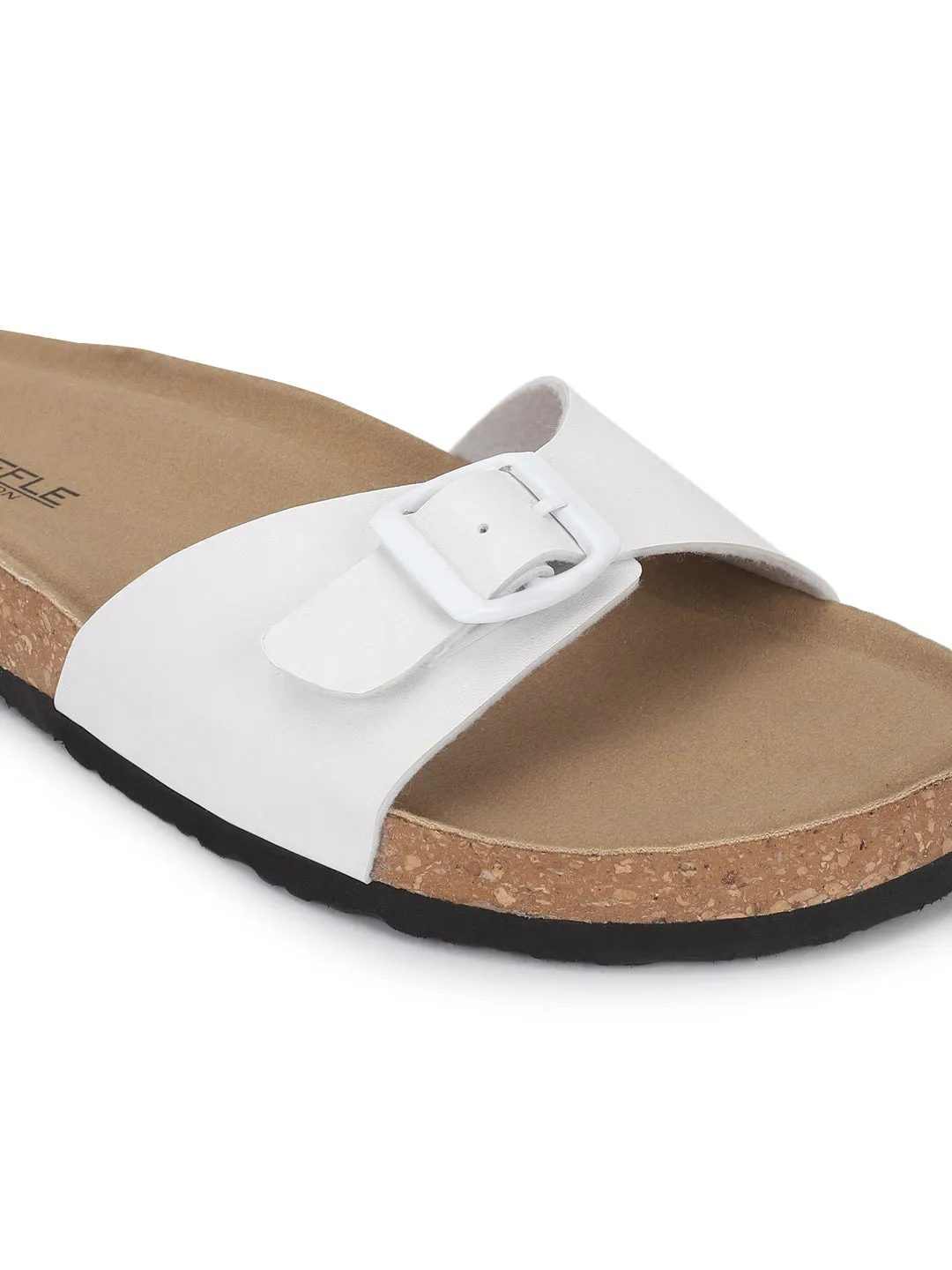 Ballerines à semelle intérieure en liège et latex PU blanc (TC-100505-WHT)