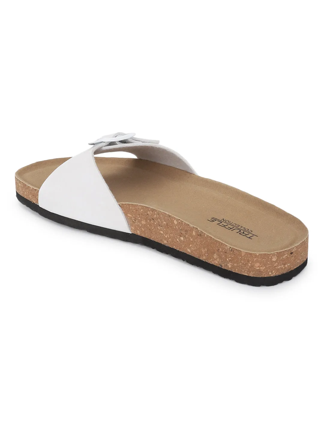 Ballerines à semelle intérieure en liège et latex PU blanc (TC-100505-WHT)