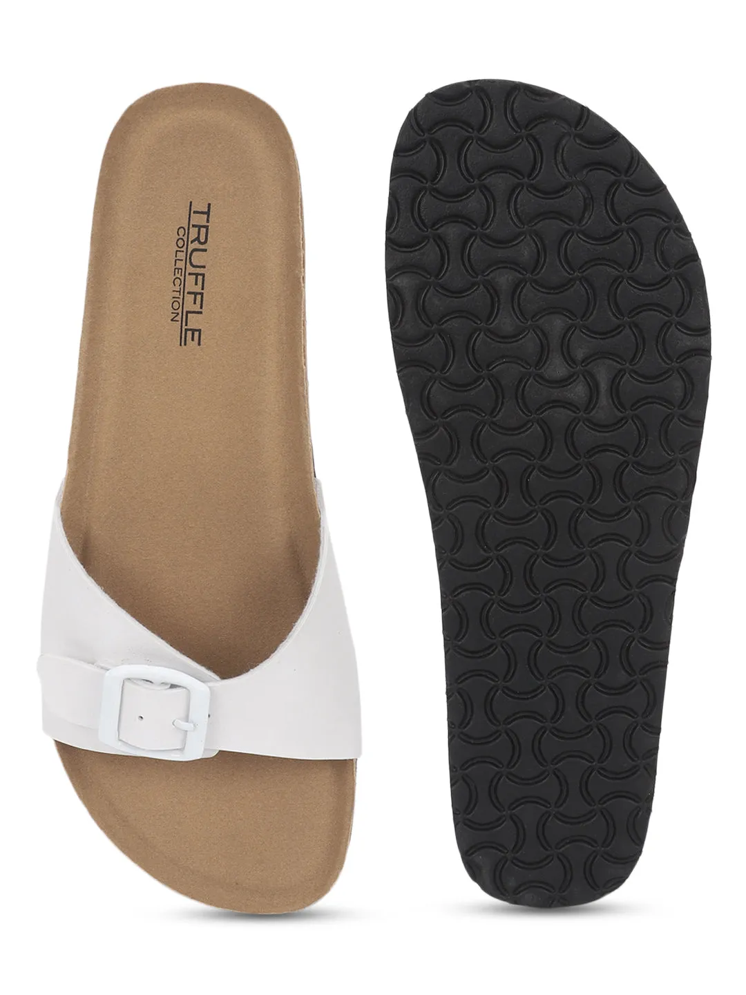Ballerines à semelle intérieure en liège et latex PU blanc (TC-100505-WHT)