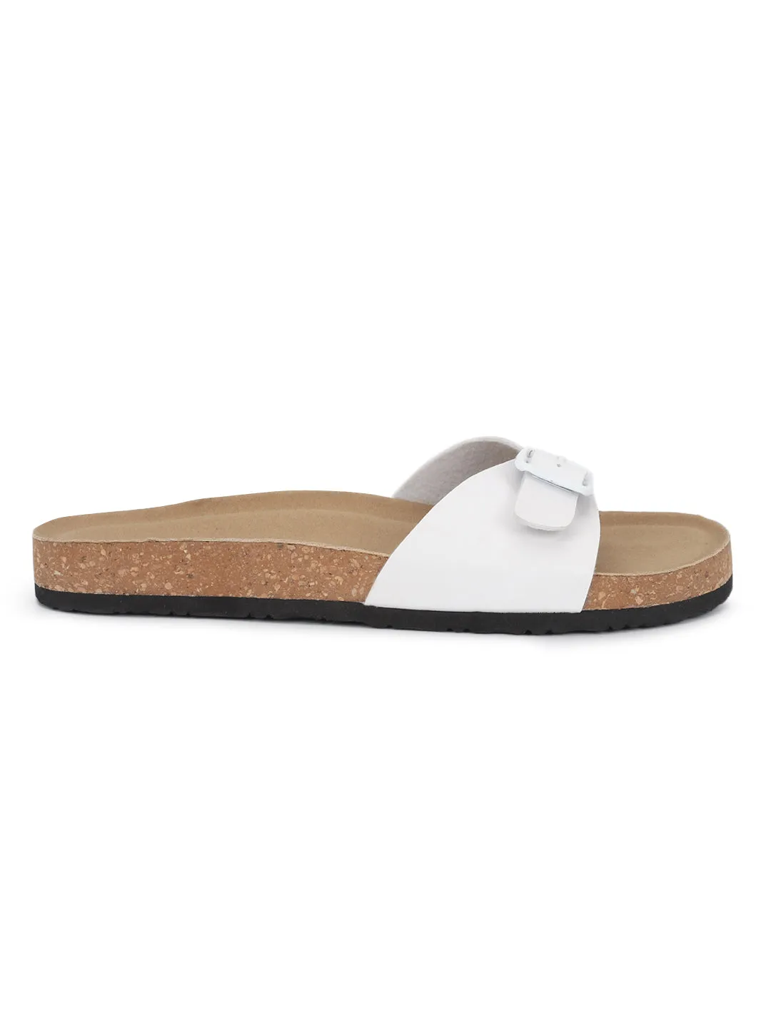 Ballerines à semelle intérieure en liège et latex PU blanc (TC-100505-WHT)
