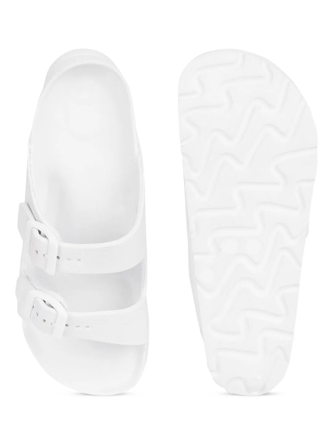 Mules PU blanches à enfiler (TC-ROME1-WHT)