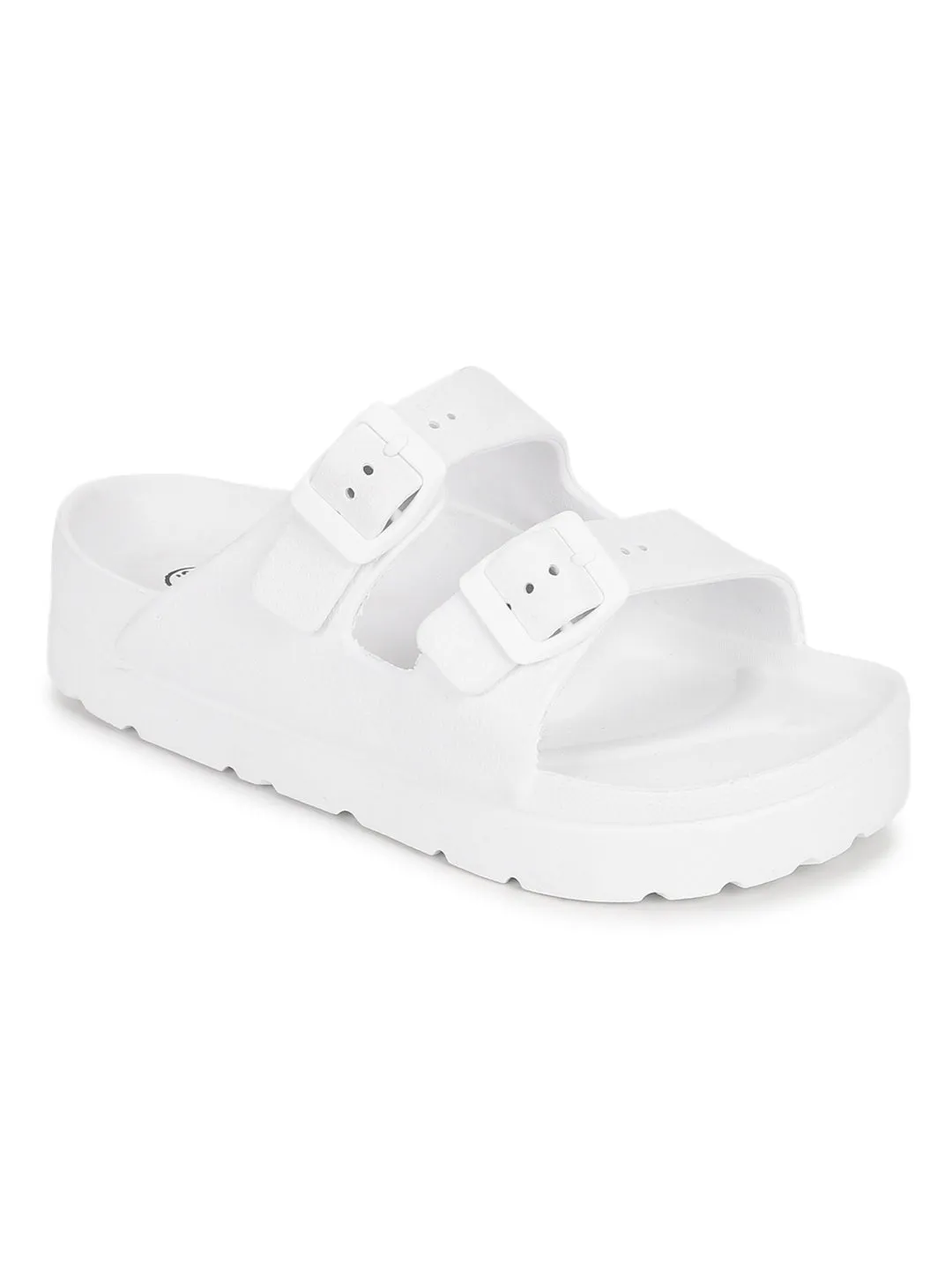 Mules PU blanches à enfiler (TC-ROME1-WHT)