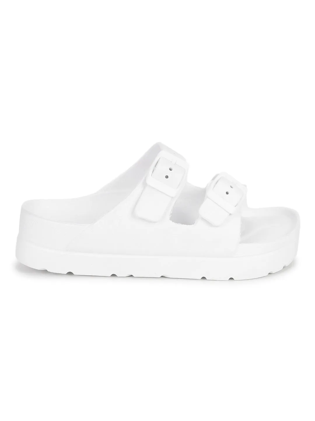 Mules PU blanches à enfiler (TC-ROME1-WHT)