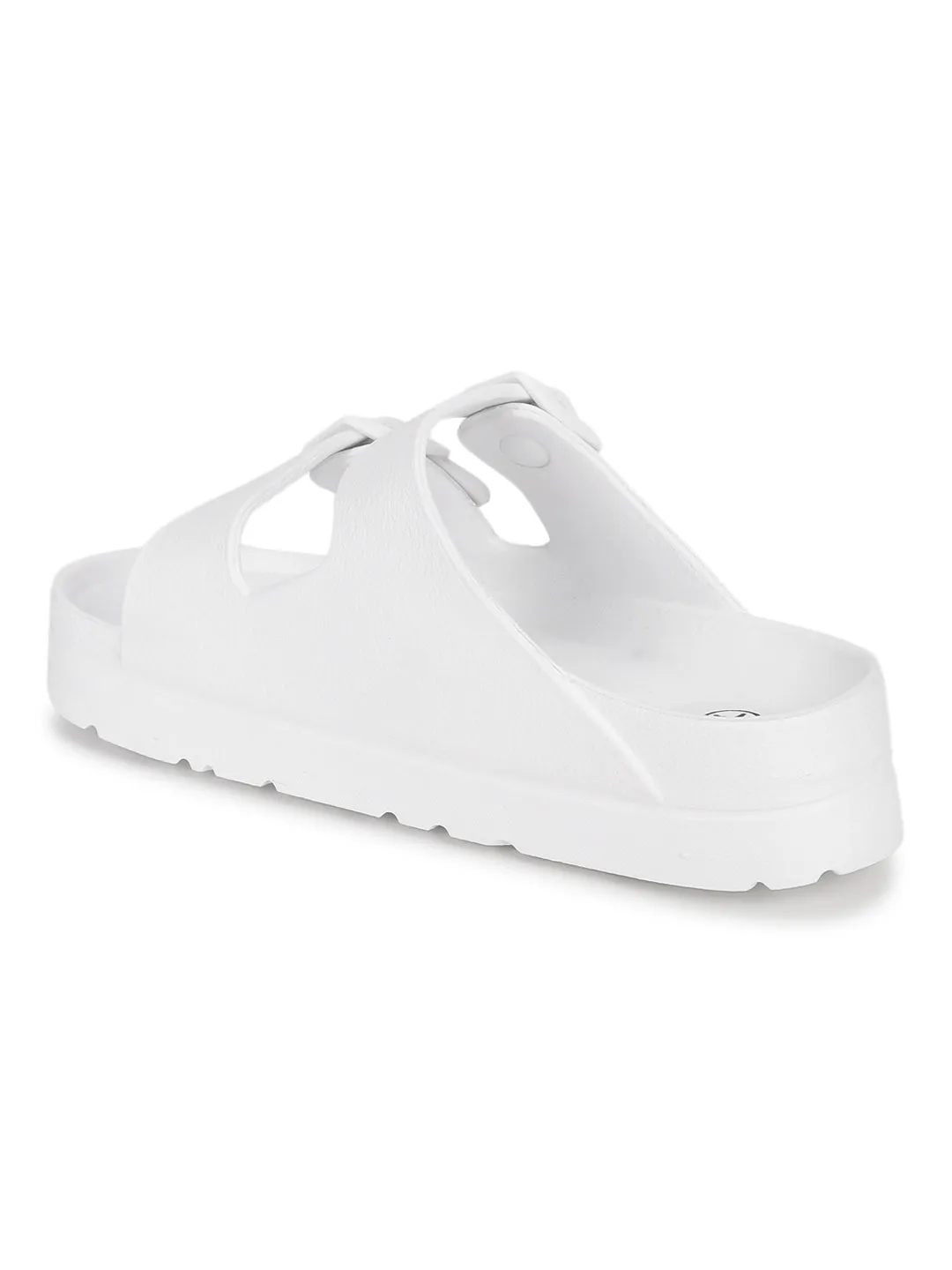 Mules PU blanches à enfiler (TC-ROME1-WHT)