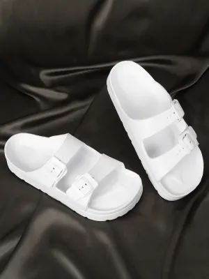 Mules PU blanches à enfiler (TC-ROME1-WHT)