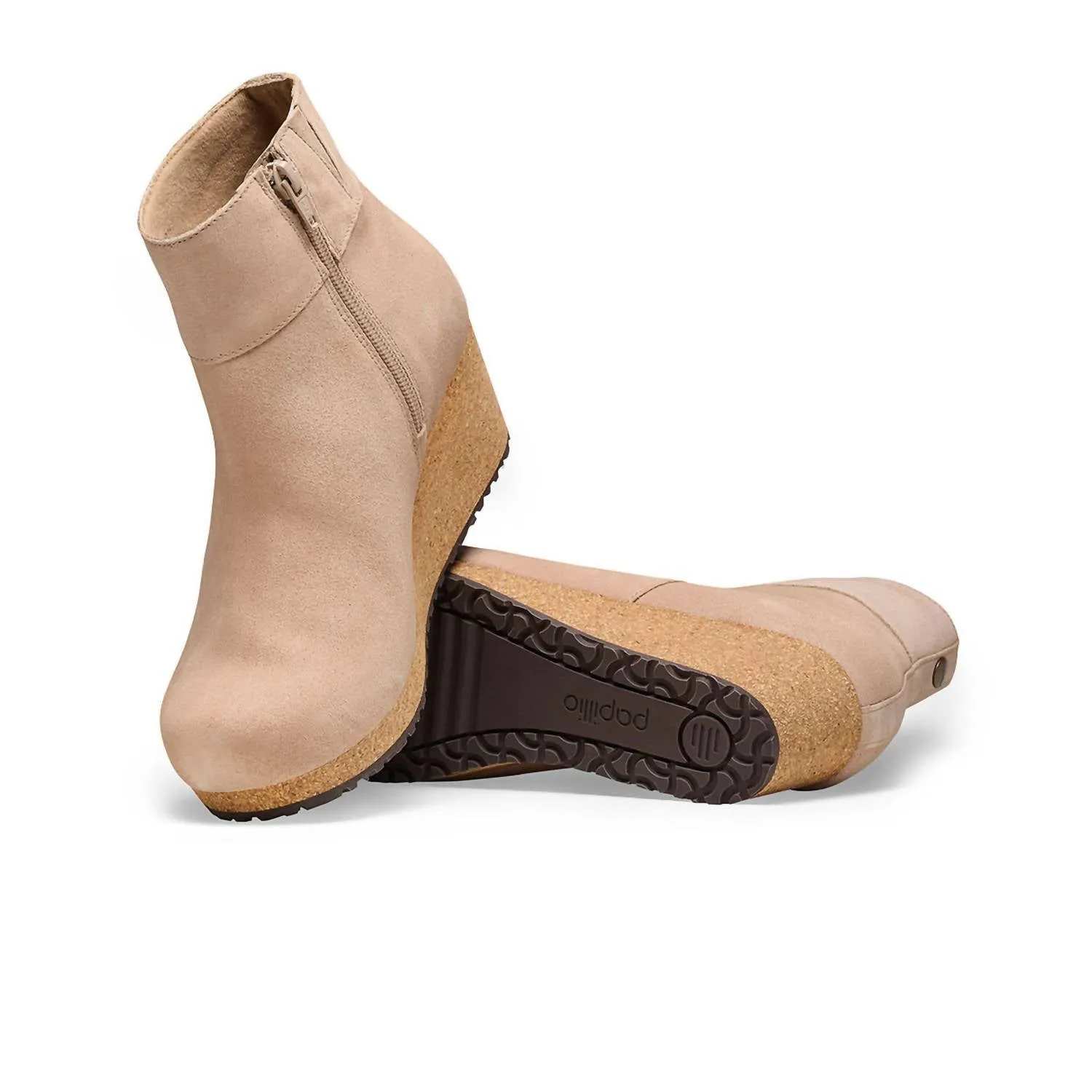 Bottes en suède et cuir pour femme en Warm Sand