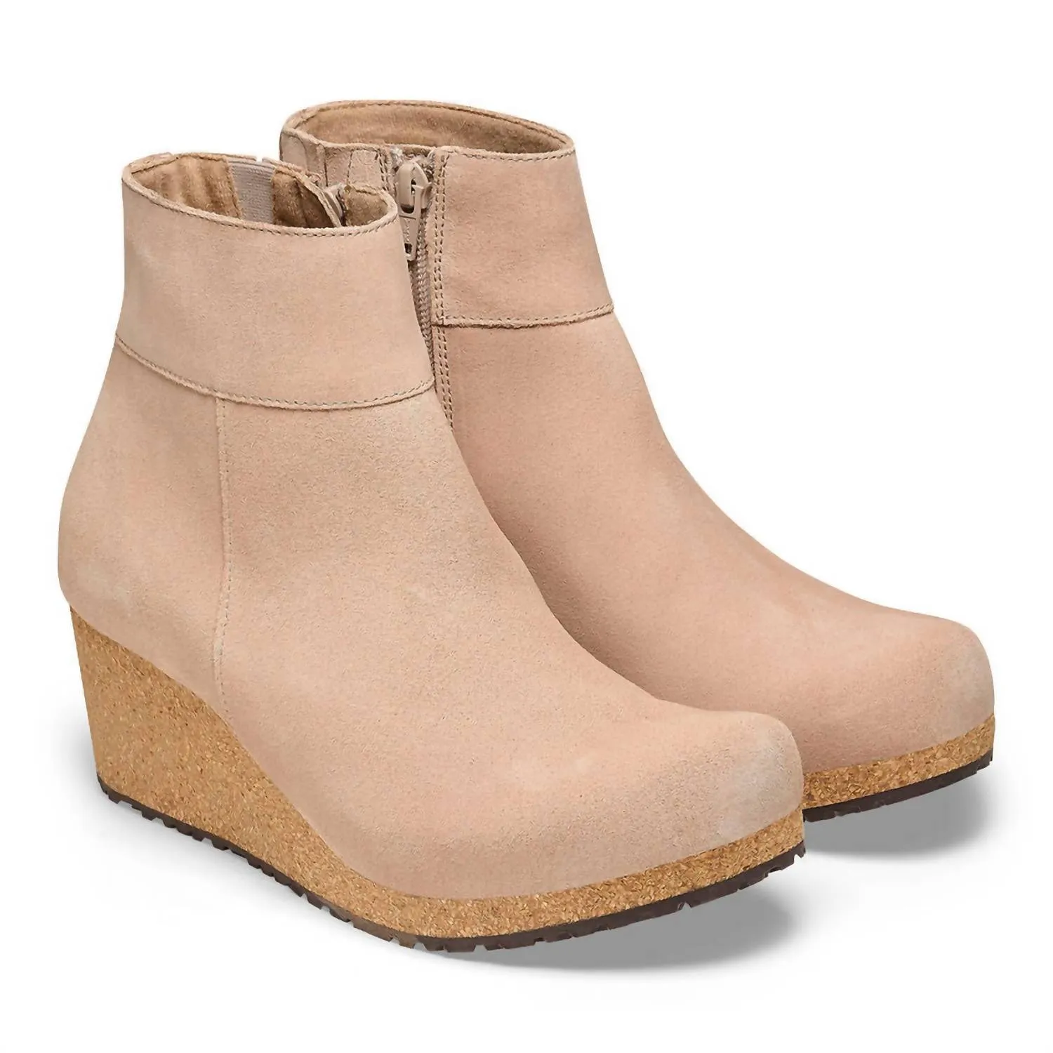 Bottes en suède et cuir pour femme en Warm Sand